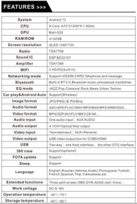 Zeta multimedia for vehicle TS10 android 13 technical parameters זטה מולטימדיה לרכב TS10 אנדרואיד 13 פרמטרים טכניים