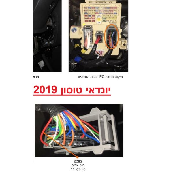 חוט פיקוד מצלמת רוורס יונדאי טוסון 2019