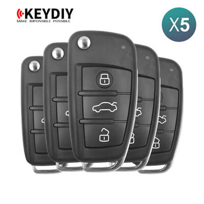 KeyDiy KD אוניברסלי Remote B Series Audi Type עם 3 כפתורים B02 5Pcs מארז