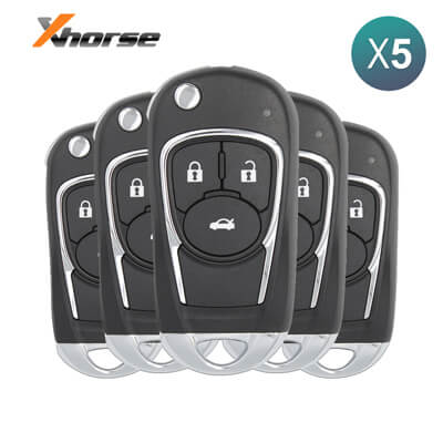 Xhorse VVDI Key Tool Buick Style Wired שלט מתקפל, 3 כפתורים XKBU03EN 5Pcs מארז