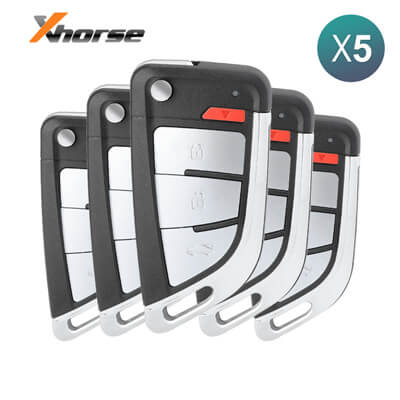 Xhorse VVDI Key Tool Knife Style Wired שלט מתקפל, 4 כפתורים XKKF20EN 5Pcs מארז