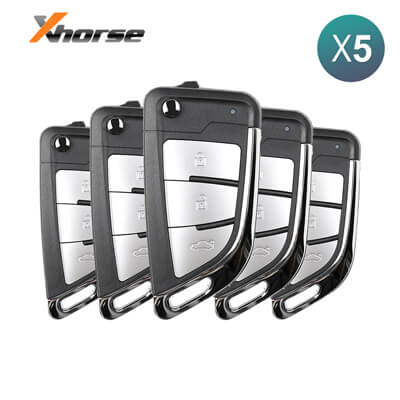 Xhorse VVDI Key Tool Bmw Style Wired Remote, 3 כפתורים XKKF21EN 5Pcs מארז