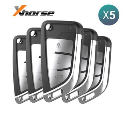Xhorse VVDI Key Tool Bmw Style Wired שלט מתקפל, 3 כפתורים XKKF23EN 5Pcs מארז