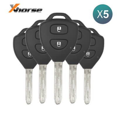 Xhorse VVDI Key Tool Toyota Style Wired מפתח שלט, 2 כפתורים, TOY43 XKTO05EN 5Pcs מארז