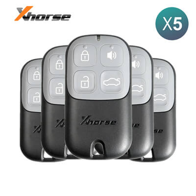 Xhorse VVDI Key Tool Wired שלט לרכב, 4 כפתורים XKXH00EN 5Pcs מארז