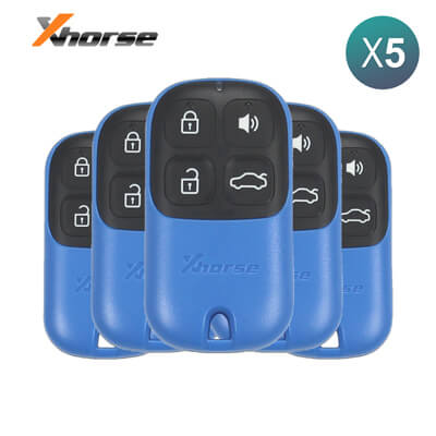 Xhorse VVDI Key Tool Wired שלט לרכב, 4 כפתורים Blue XKXH01EN 5Pcs מארז