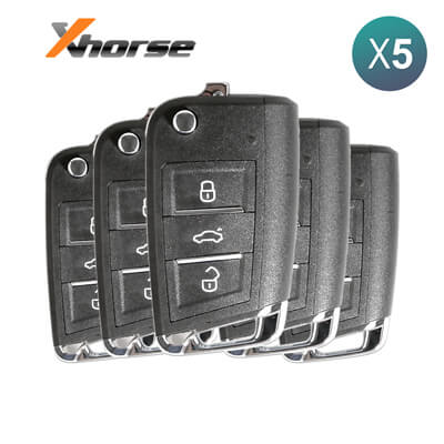 Xhorse VVDI Key Tool Volkswagen Style Super Remote, 3 כפתורים, XT27 Super Chip XEMQB1EN 5Pcs מארז