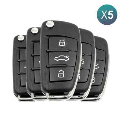 Audi TT, A1, A3, Q3 2005+ שלט מתקפל, 3 כפתורים 8P0 837 220 D 8P0837220D 433MHz, HU66 5Pcs מארז