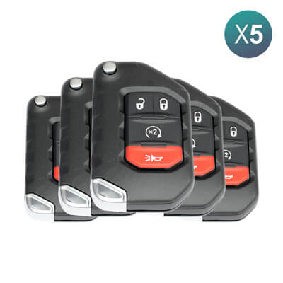 Jeep Wrangler 2018-2025 מפתח חכם, 4 כפתורים 68416784AA 433MHz, OHT1130261 Keyless Go 5Pcs מארז