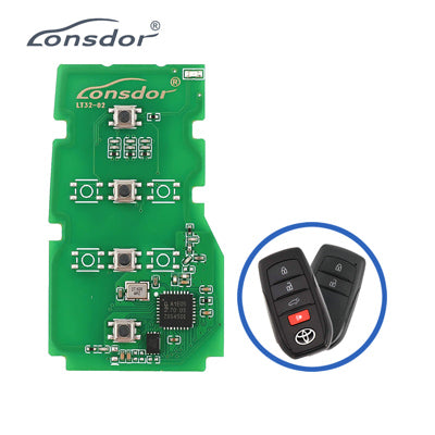 Lonsdor LT32-02 כרטיס אלקטרוני למפתח חכם עם 4 כפתורים 4A+B6 Toyota & Lexus תדר מתכוונן 4 כפתורים
