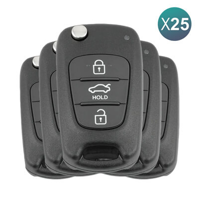 Hyundai Accent 2008+ שלט מתקפל כיסוי, 3 כפתורים, KIA7 25Pcs מארז