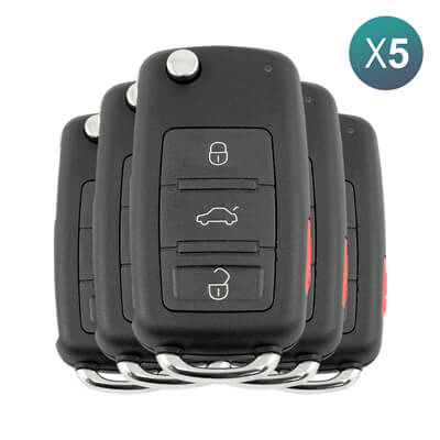 Volkswagen Touareg 2005-2009 שלט מתקפל, 4 כפתורים 3D0959753AG 433MHz, 5WK45031, HU66 Keyless Go 5Pcs מארז