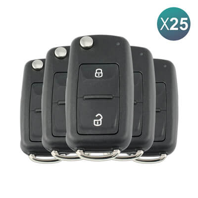 Volkswagen 2005-2017 שלט מתקפל כיסוי, 2 כפתורים, HU66 25Pcs מארז
