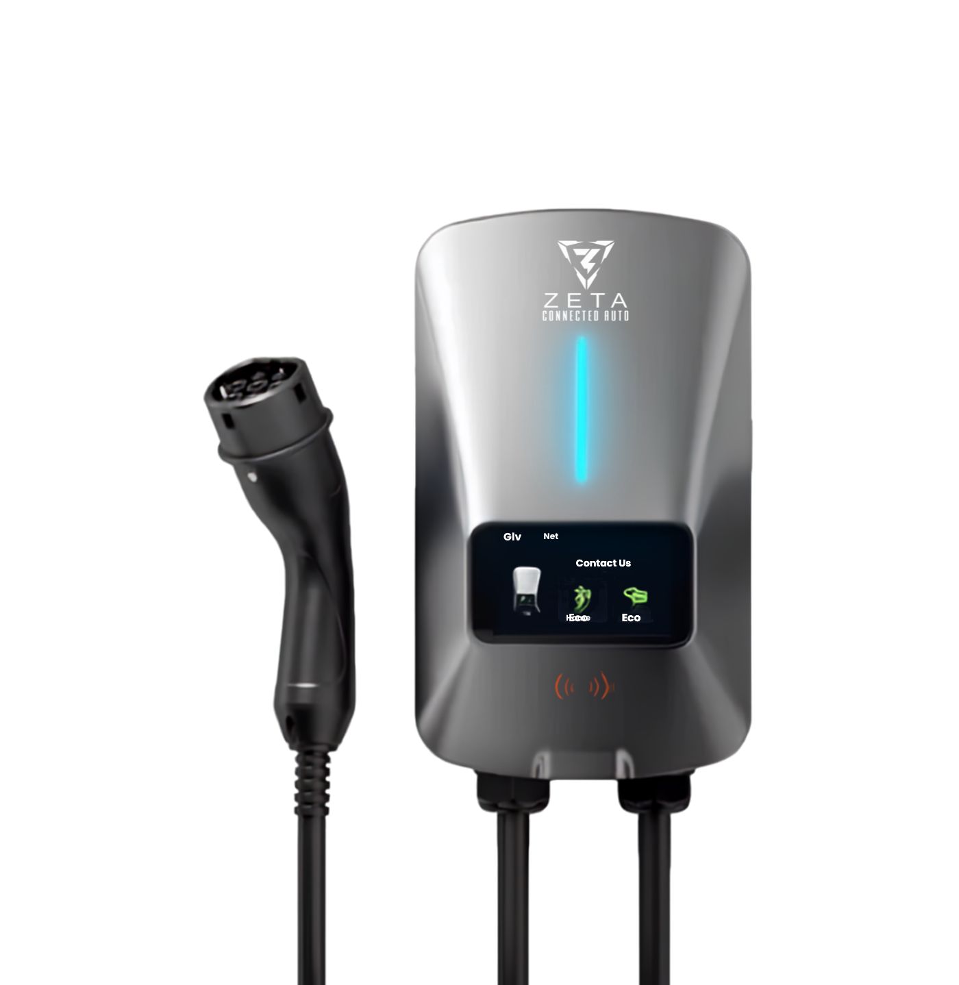 עמדת טעינה לרכב חשמלי ZETA עד 22kW עם כבל 5 מטר Type 2 ואפליקציה בעברית