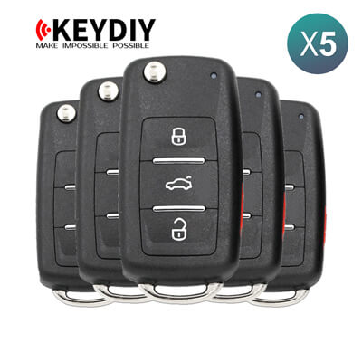 KeyDiy KD אוניברסלי מפתח חכם ZB Series Volkswagen Type עם 3 כפתורים ZB202-3 5Pcs מארז