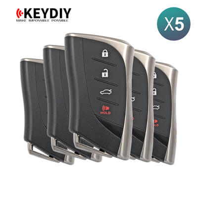 KeyDiy KD אוניברסלי מפתח חכם ZB Series Lexus Type עם 4 כפתורים ZB42-4 5Pcs מארז