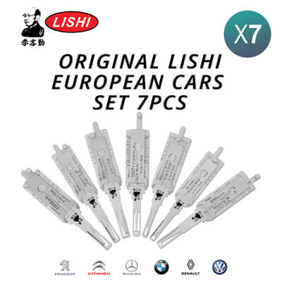 מקורי Lishi European Cars Kit of 7 Pick / Decoder Tools עם Free Shipping