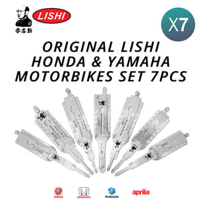 מקורי Lishi Honda & Yamaha Motorcycles Kit of 7 Pick / Decoder Tools עם Free Shipping
