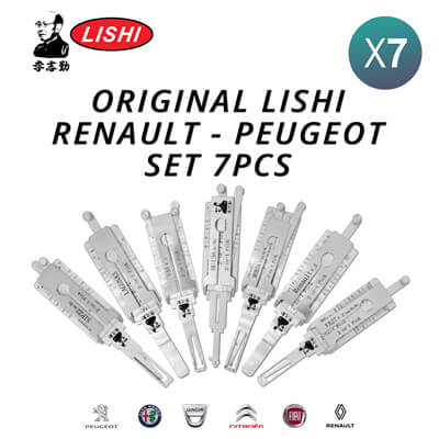מקורי Lishi Renault & Peugeot Kit of 7 Pick / Decoder Tools עם Free Shipping