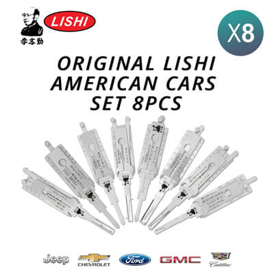 מקורי Lishi American Cars Kit of 8 Pick / Decoder Tools עם Free Shipping