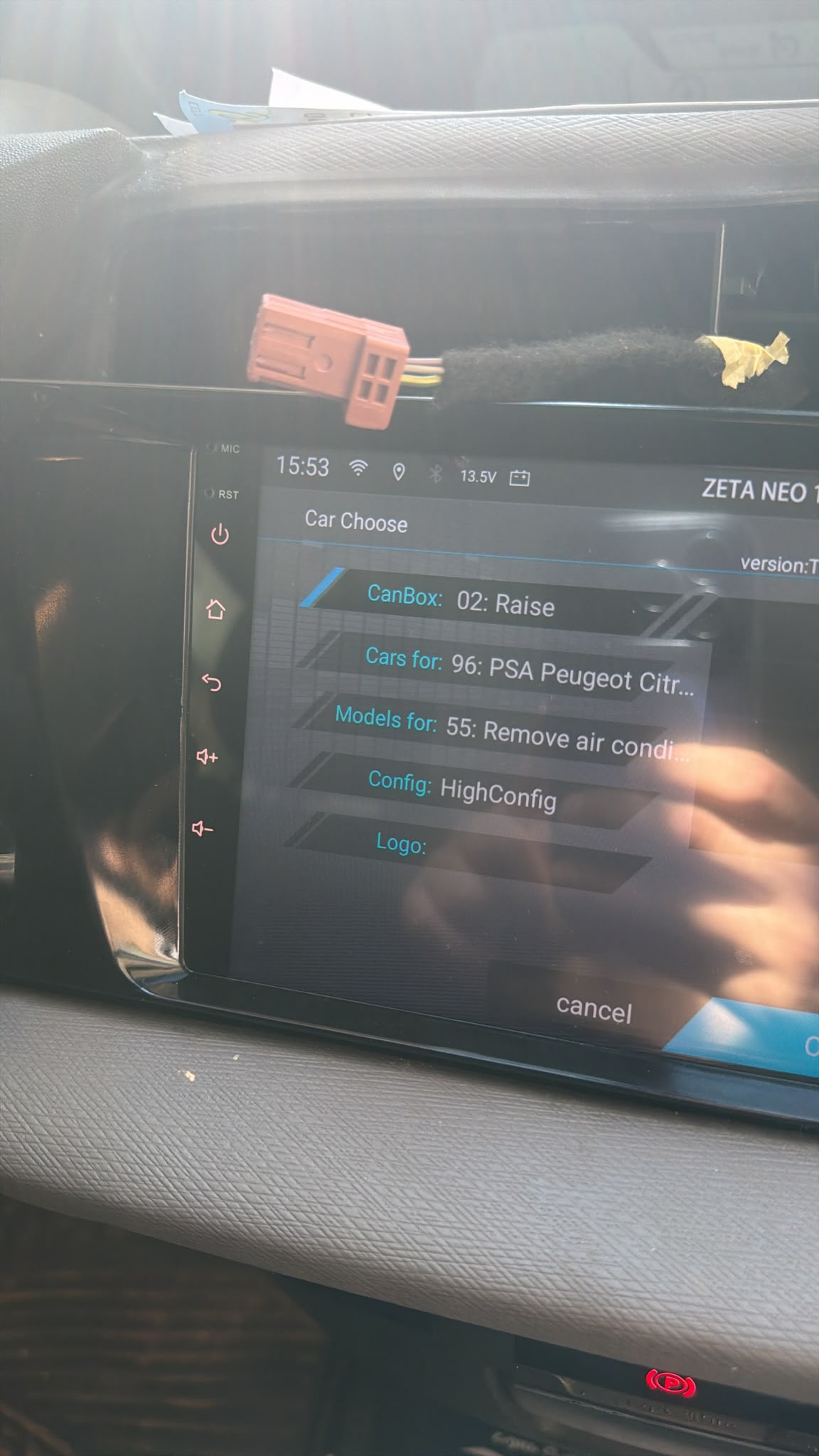 בחירת דגם סיטרואן C4 פיקאסו (Citroën C4 Picasso) והגדרות CANBUS במערכת ZETA